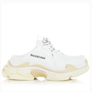 BALENCIAGA Triple S Mesh White Mule Sneakers